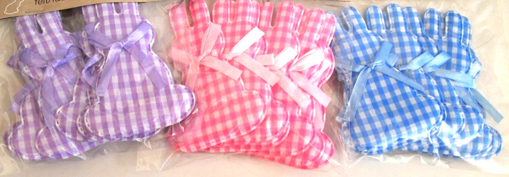 Fabric Bunny Rabbit w/ Bow Gingham Check Felt 6 pc Craft Supplies Easter Spring