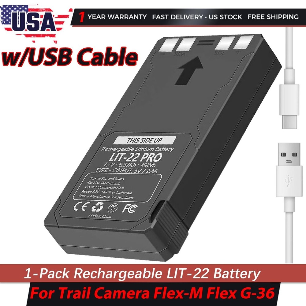 Rechargeable LIT-22 Battery Compatible For Trail Camera Flex-M Flex G-36 Replace