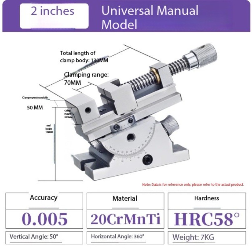 Universal Precision Parallel Jaw Vise with Adjustable Angle Sine Clamp