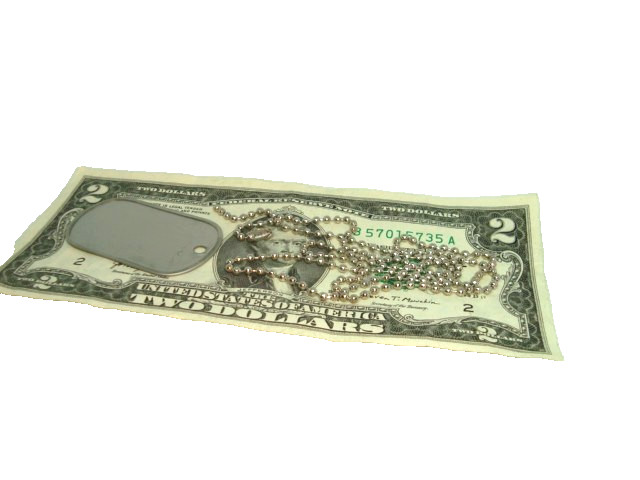 Military Style Dog Tag Silver Matte (Dull) Finish + 24 " in. Ball Chain necklace