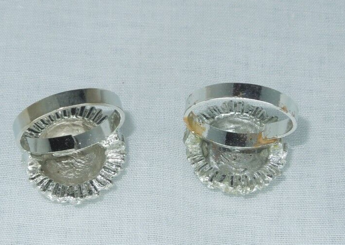 2 Ring Blanks Settings Cabochon Adjustable silver Plated Brass NEW 85V