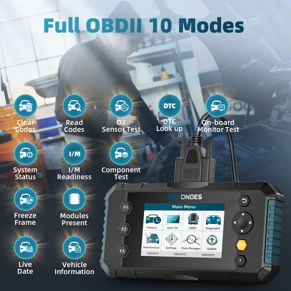 ROMONDES RD3000 OBD2 Diagnostic Tool Car Scanner ABS SRS Engine Transmission