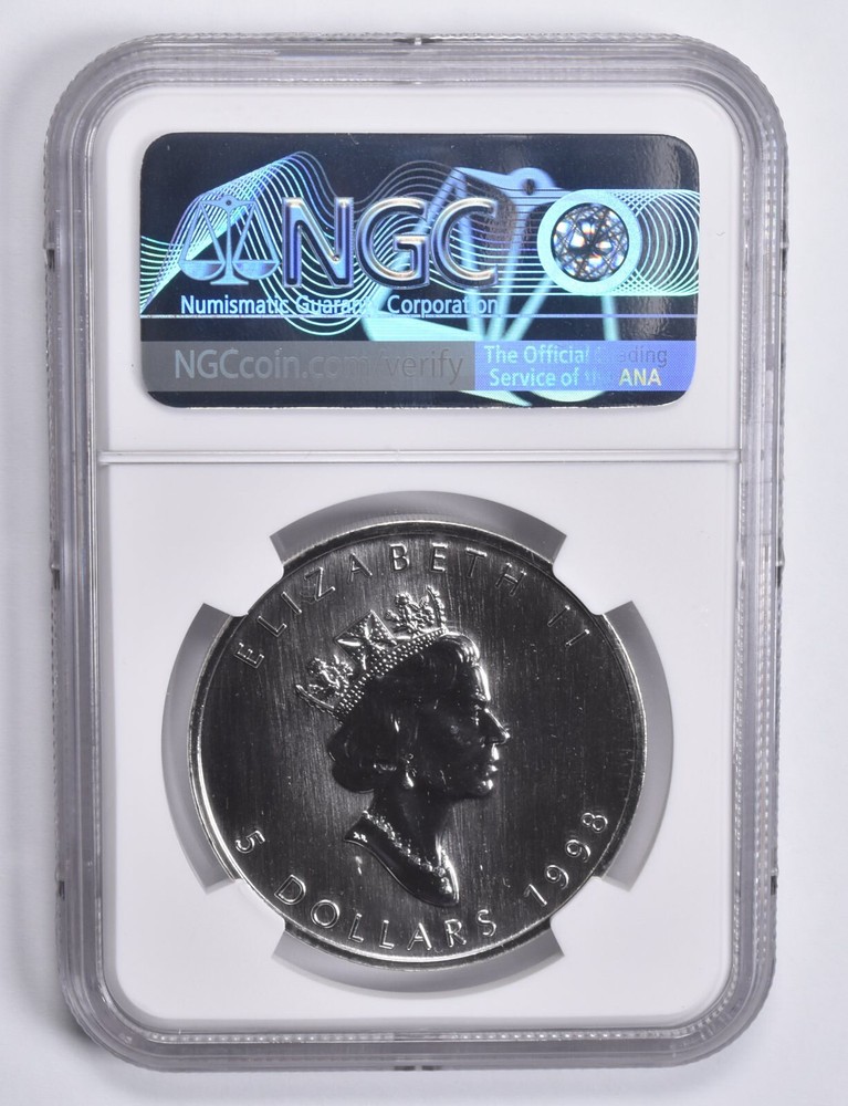 MS69 1998 Canada Silver 5 Dollars Maple Leaf NGC Canada Label
