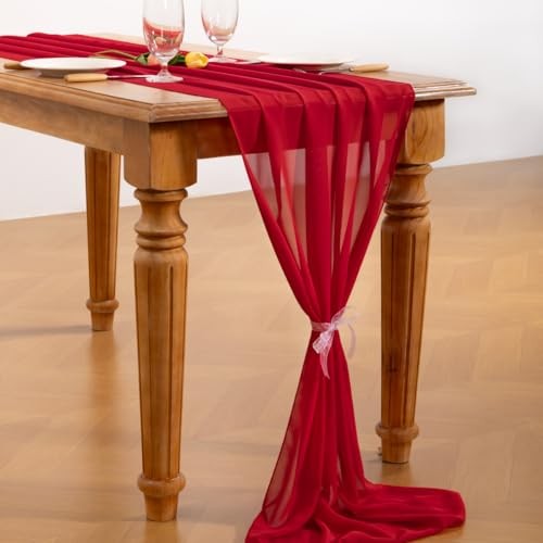 Chiffon Table Runner Easter Spring Boho Rustic 10ft 29x120 29" x 120" x1pc Red