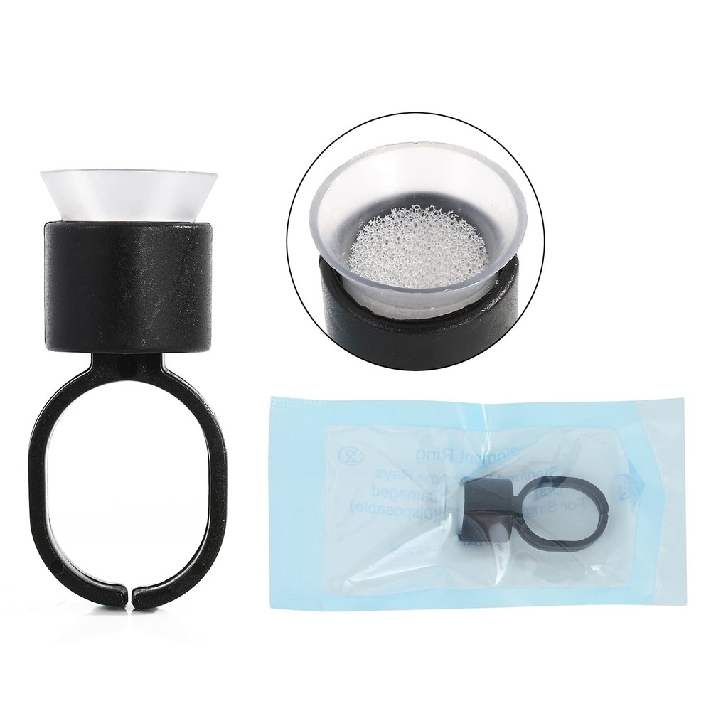 Tattoo Ink Ring Cups,100pcs Microblading Pigment Medium, Small, Black, White