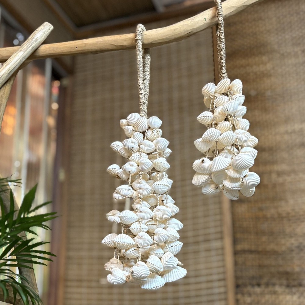 Handcrafted Shell Hanging Maracas Shaker With Leather Handle Seashell Percussion