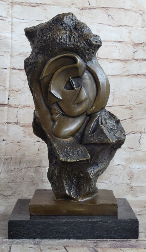 Lost Wax Method Classic Mid Century Face 100% Solid Bronze Sculpture Artwork