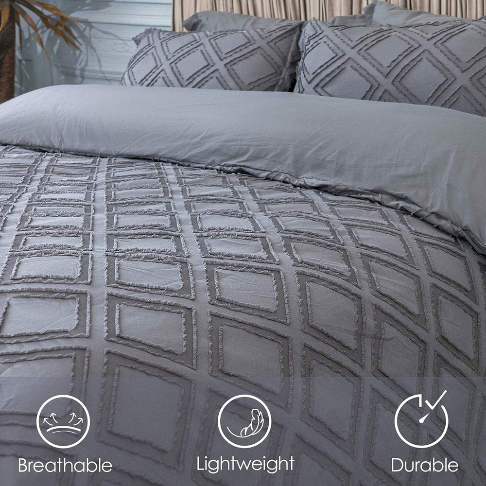 Queen Comforter Set Jacquard Tufted Bedding Comforter Sets for Queen Bed, Grey B