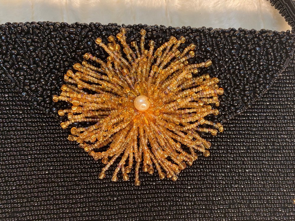 Black Beaded Handmade Envelope Purse