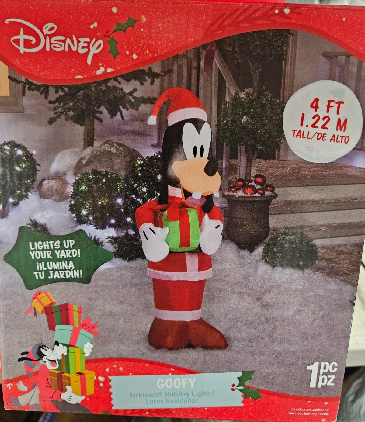 Gemmy 4ft Tall Disney's Goofy in Santa Suit Christmas Inflatable