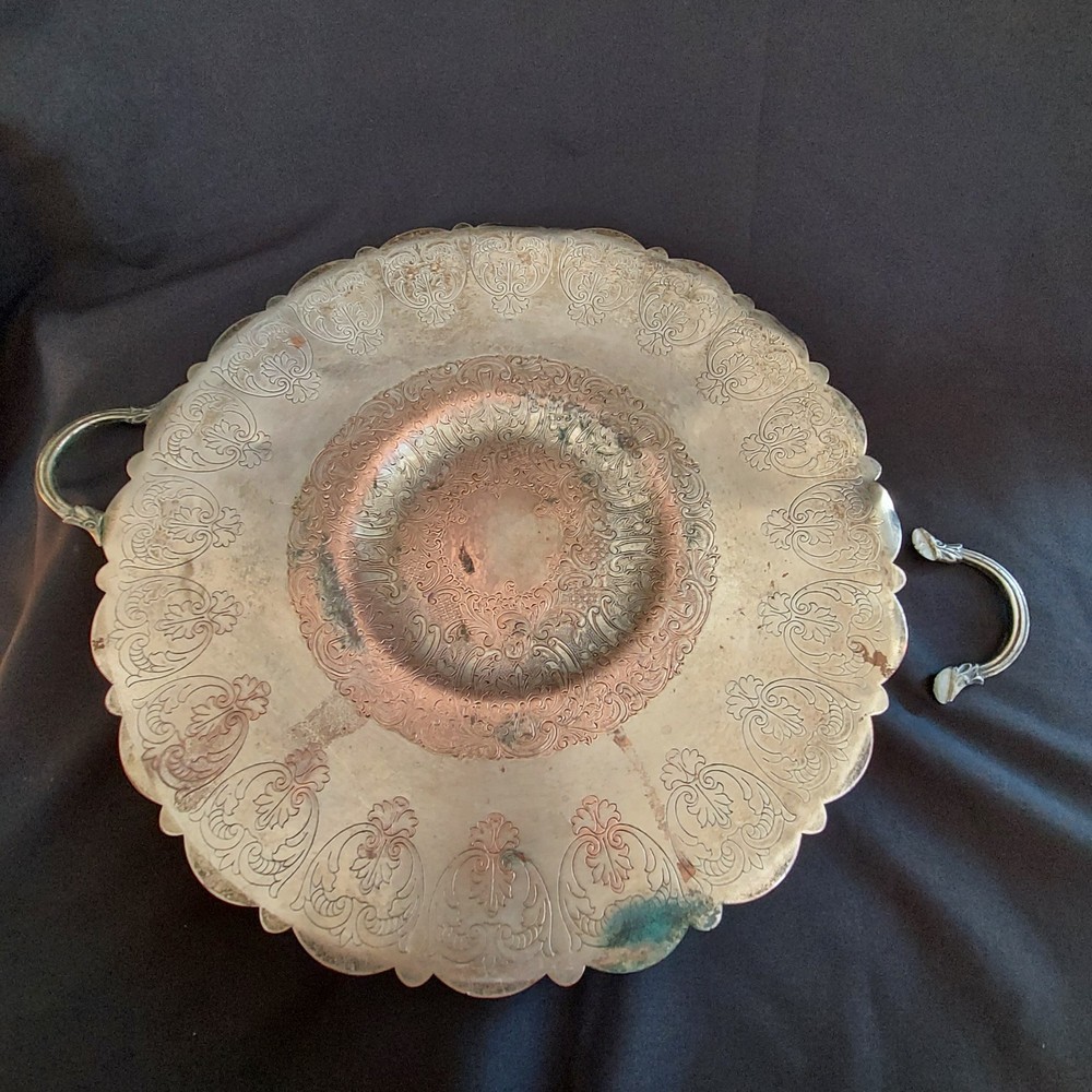 Vintage Silver/Copper Serving Tray 10"