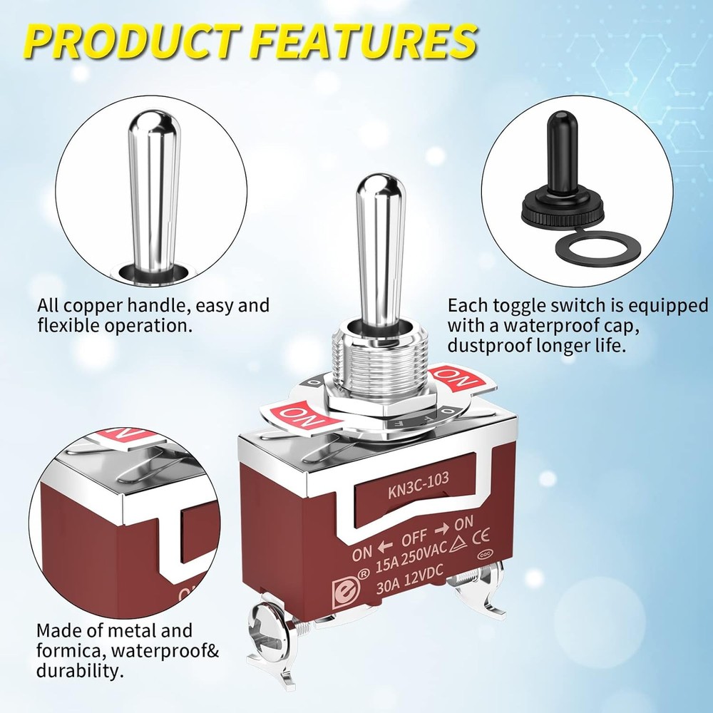 Waterproof Toggle Switch SPDT 12V 3 Pack