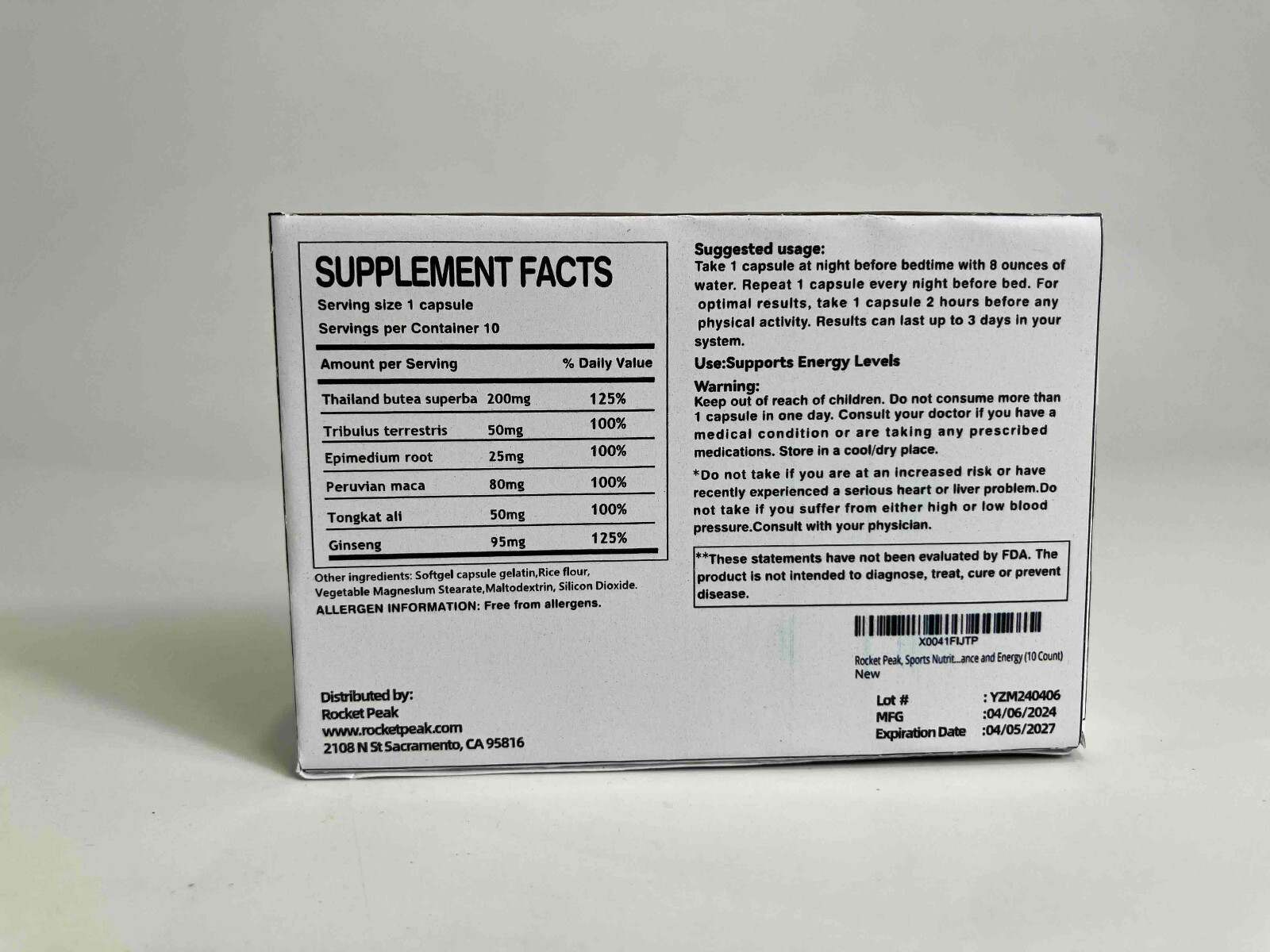 Rocket Peak, Sports Nutrition for Supercharged Performance and Energy Endurance