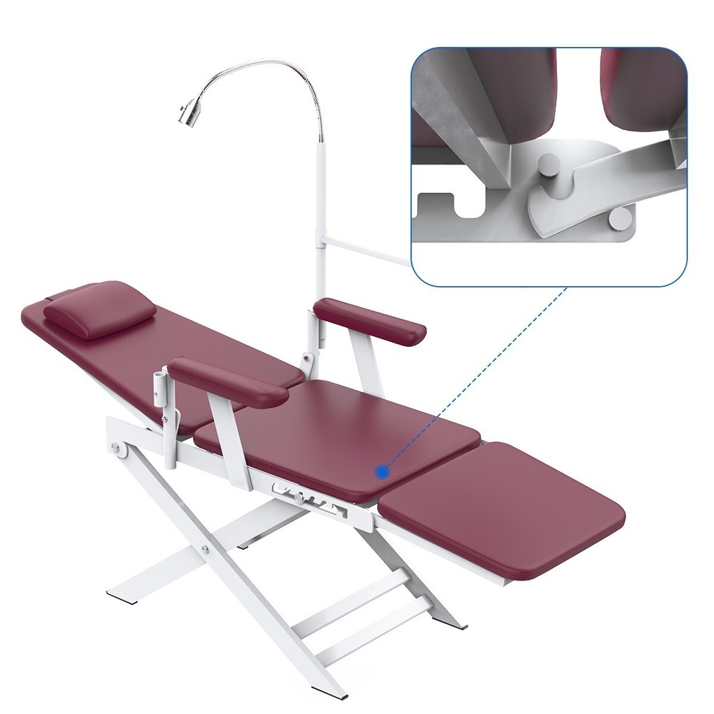 Dental Portable & Practical Adjustable Folding Chair With LED Light + Tray Ruby