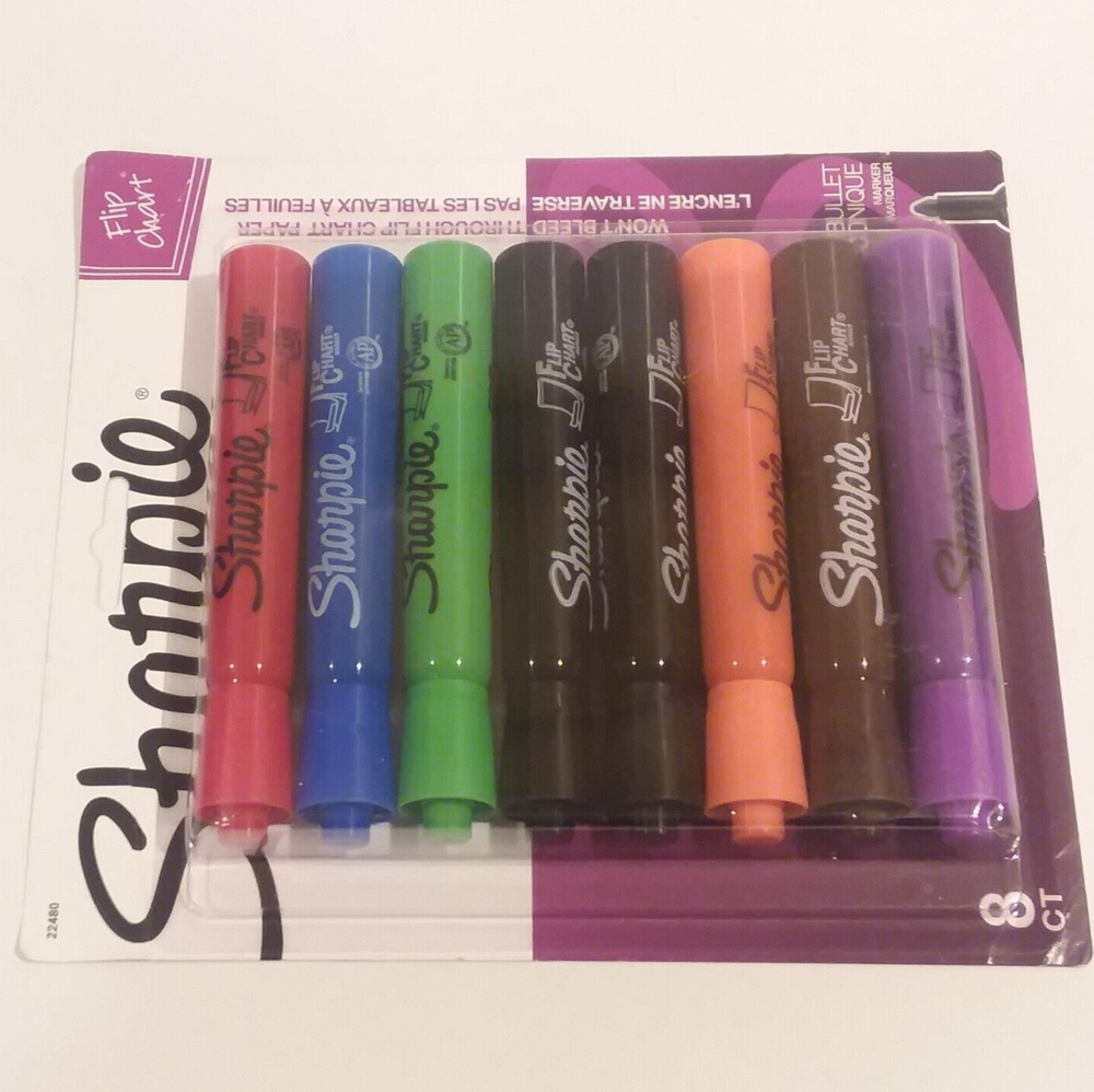 8-Pack Sharpie Flip Chart Markers Bullet Point Assorted Colors 22480 NEW