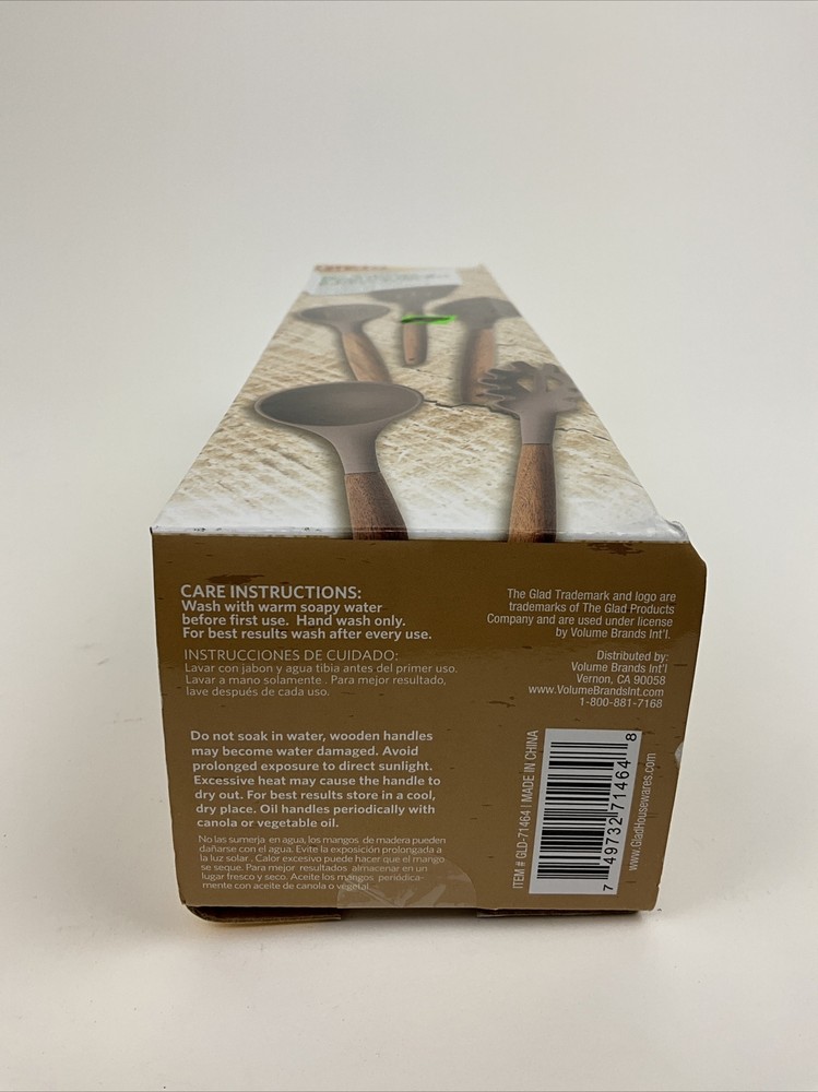 Glad Acacia Wood Handle Silicone Head Kitchen Tools Set
