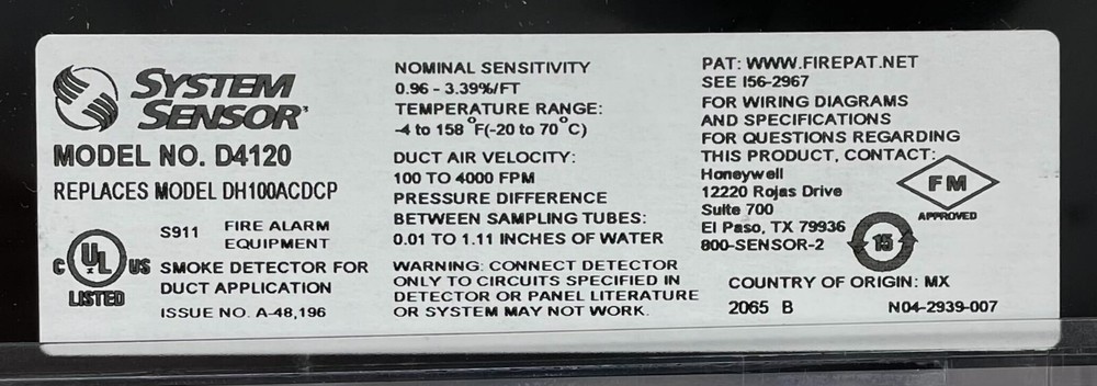 System Sensor D4120 - Same Day Shipping (SEALED)