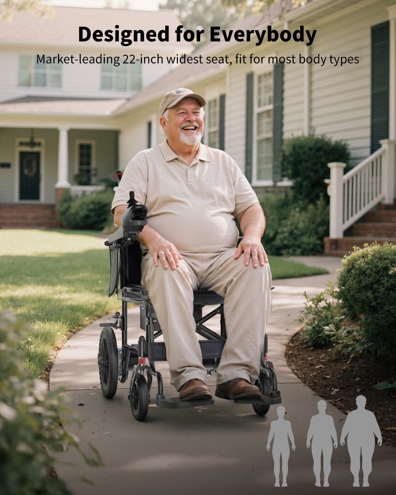 22" Extra Wide Seat Electric Wheelchairs for Adults & Seniors, Support 330 lbs