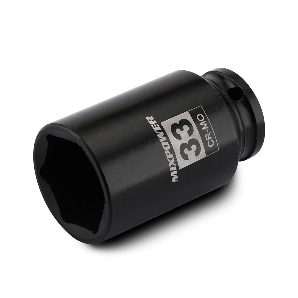 Durable 1/2" Drive 33mm Deep Impact Socket - 6-Point Design for High Torque