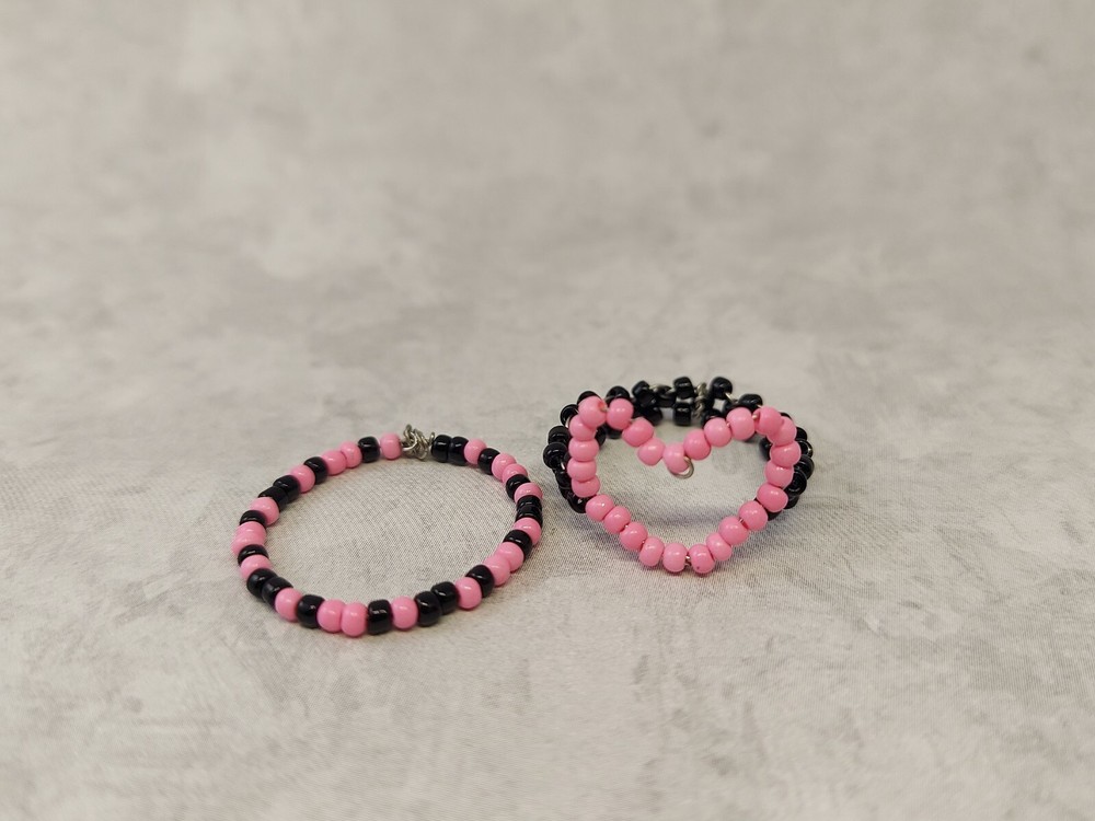 Handmade Heart Seed Bead Ring Set