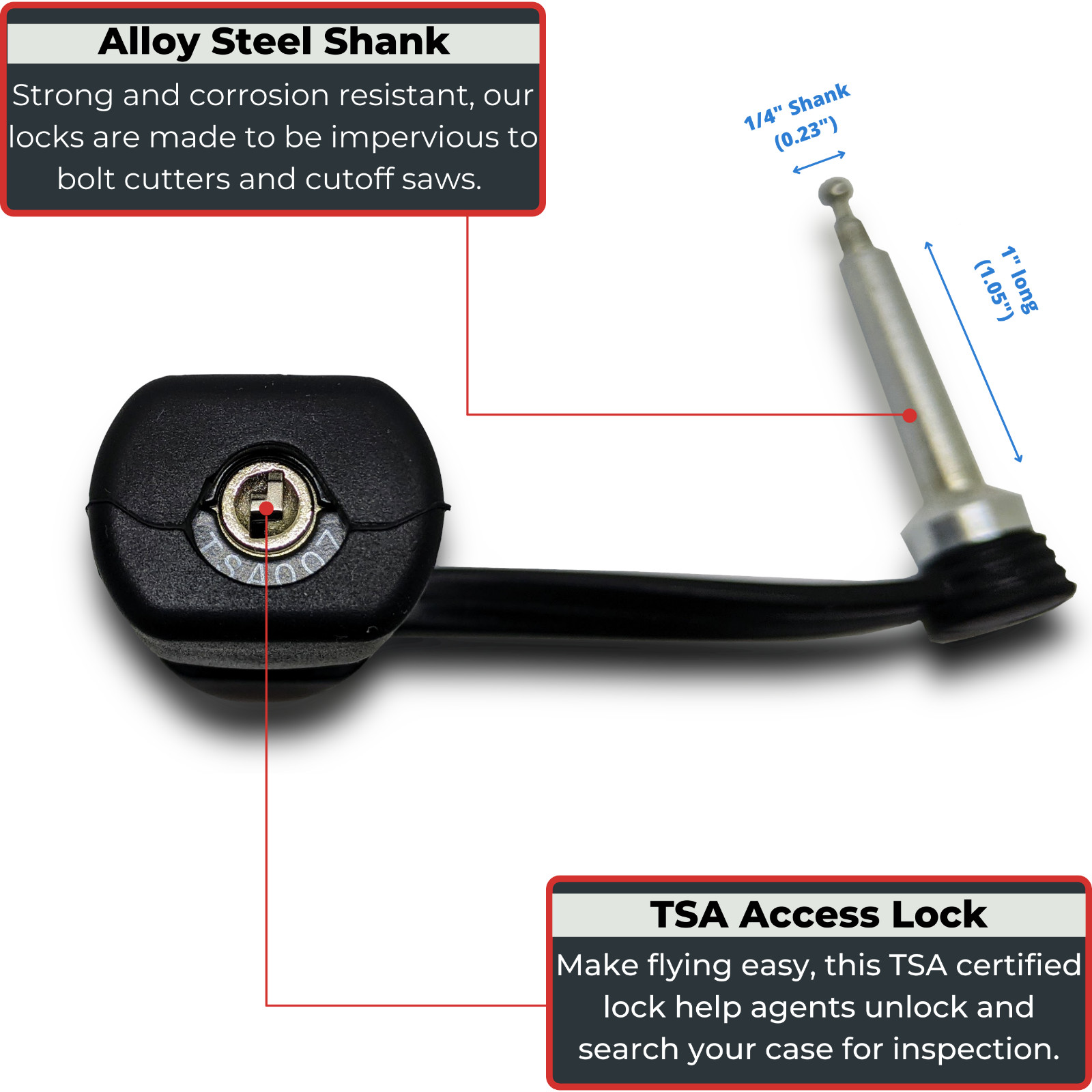 TSA Secure Rifle & Pistol Gun Case Luggage Lock -MonoShaft™️ Pelican/SKB/Plano