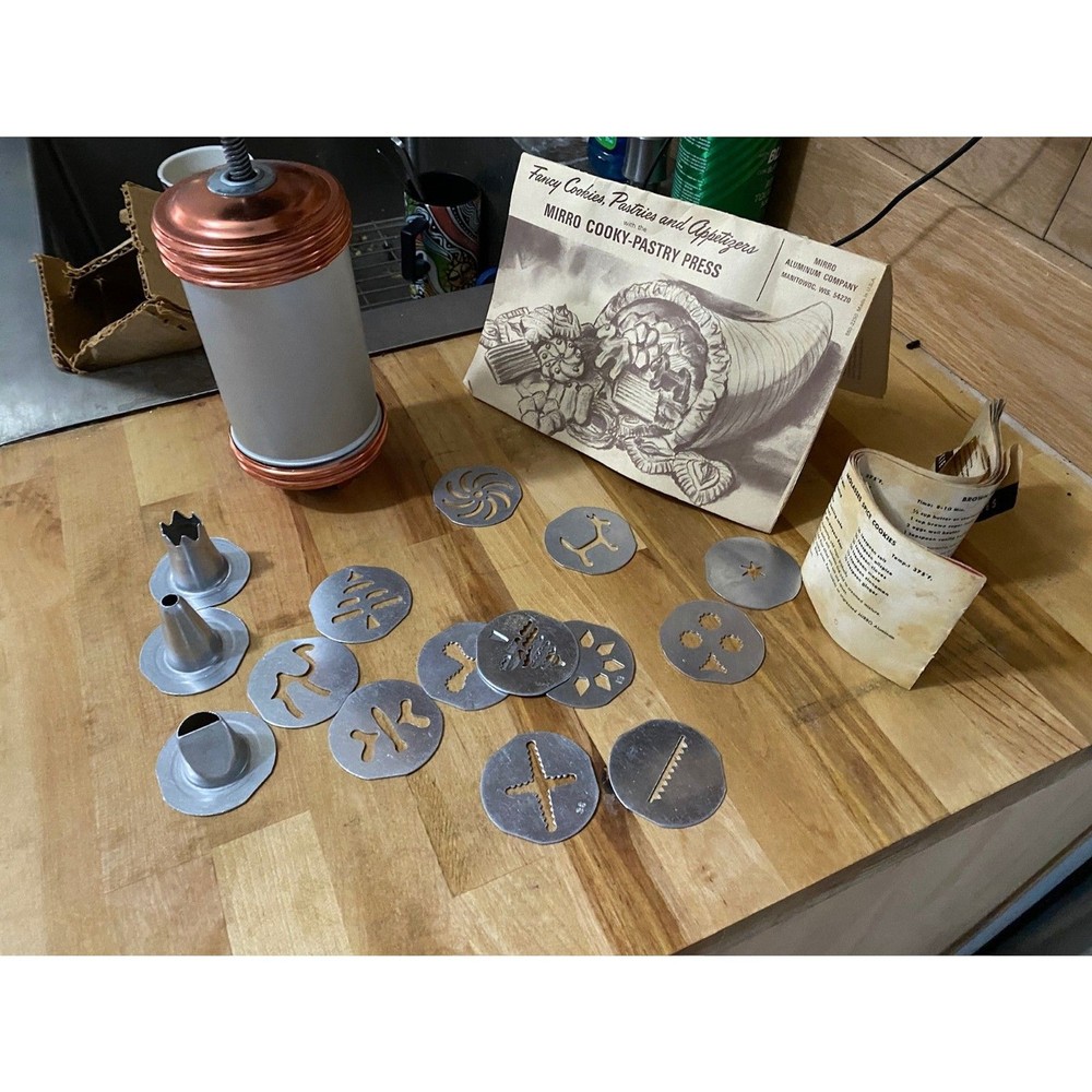 Mirro Cookie Pastry Press Complete Original Box Mid Century Baking Set