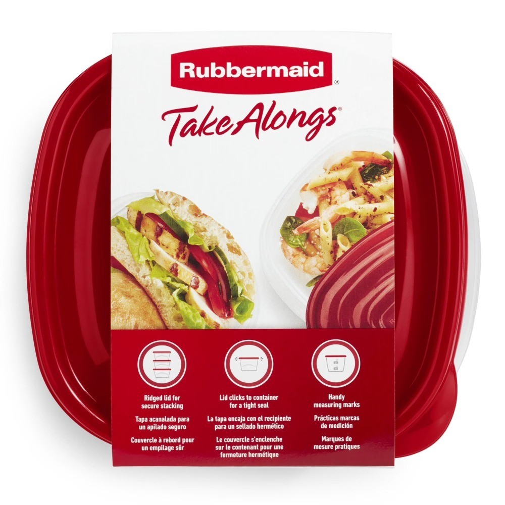 Square Meal Prep Containers with Lids, Airtight Food Storage, 10-Pack Set, Ruby