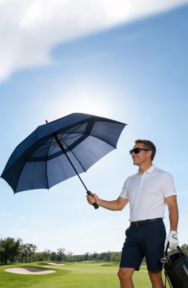 72 Inch Large Golf Umbrella Windproof Vented Double Canopy Auto Open