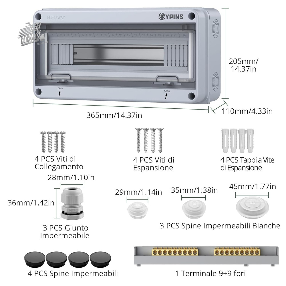 Outdoor electrical panel 18 modules, wall distribution box, waterproof