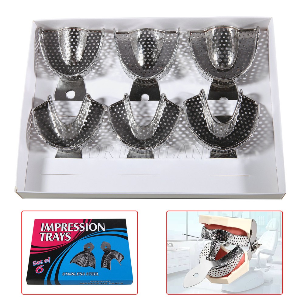 6 PCS Dental Impression Trays set PERFO Denture Instruments CE NEW