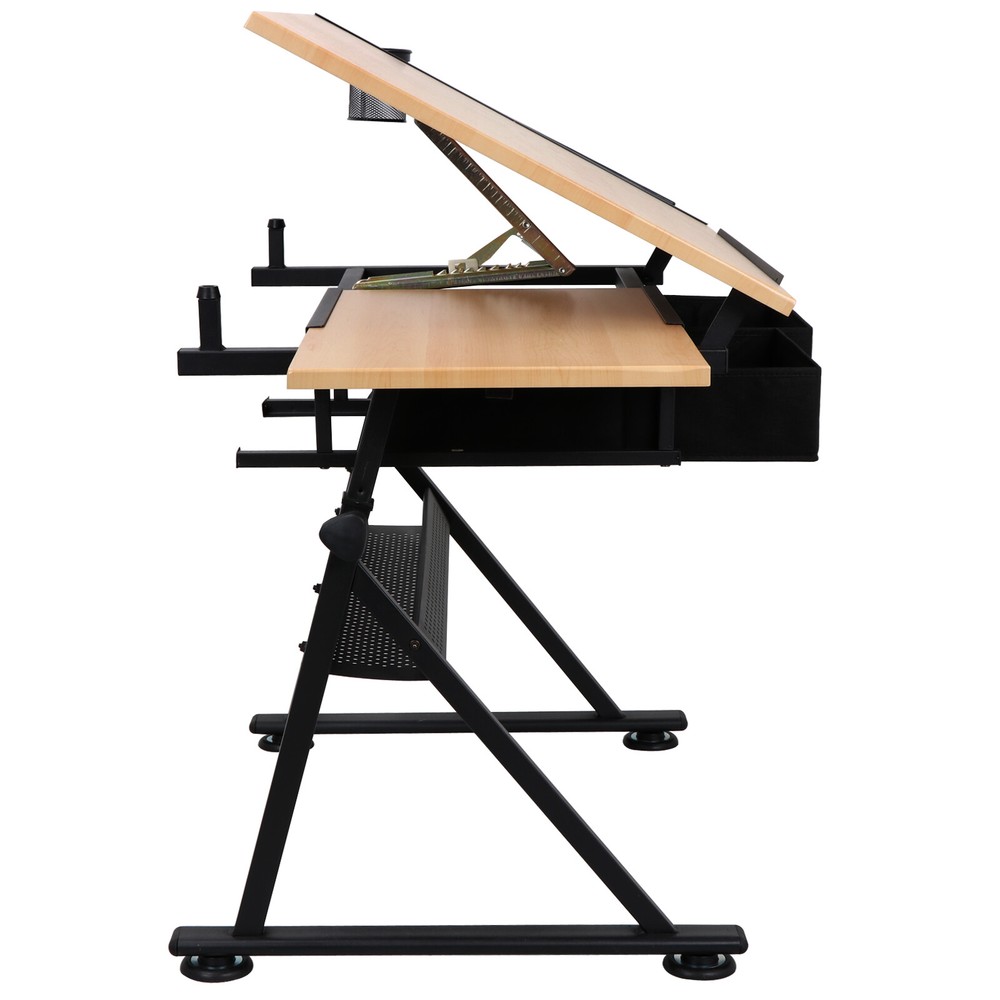 Height Adjustable Drafting Table Drawing Artist Craft Desk w/ Stool & 2 Drawers