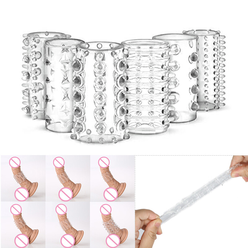 6PCS/Set Male-Penis-Extender-Enlarger-Sleeve-Reusable-Condom-Delay-Ejaculation