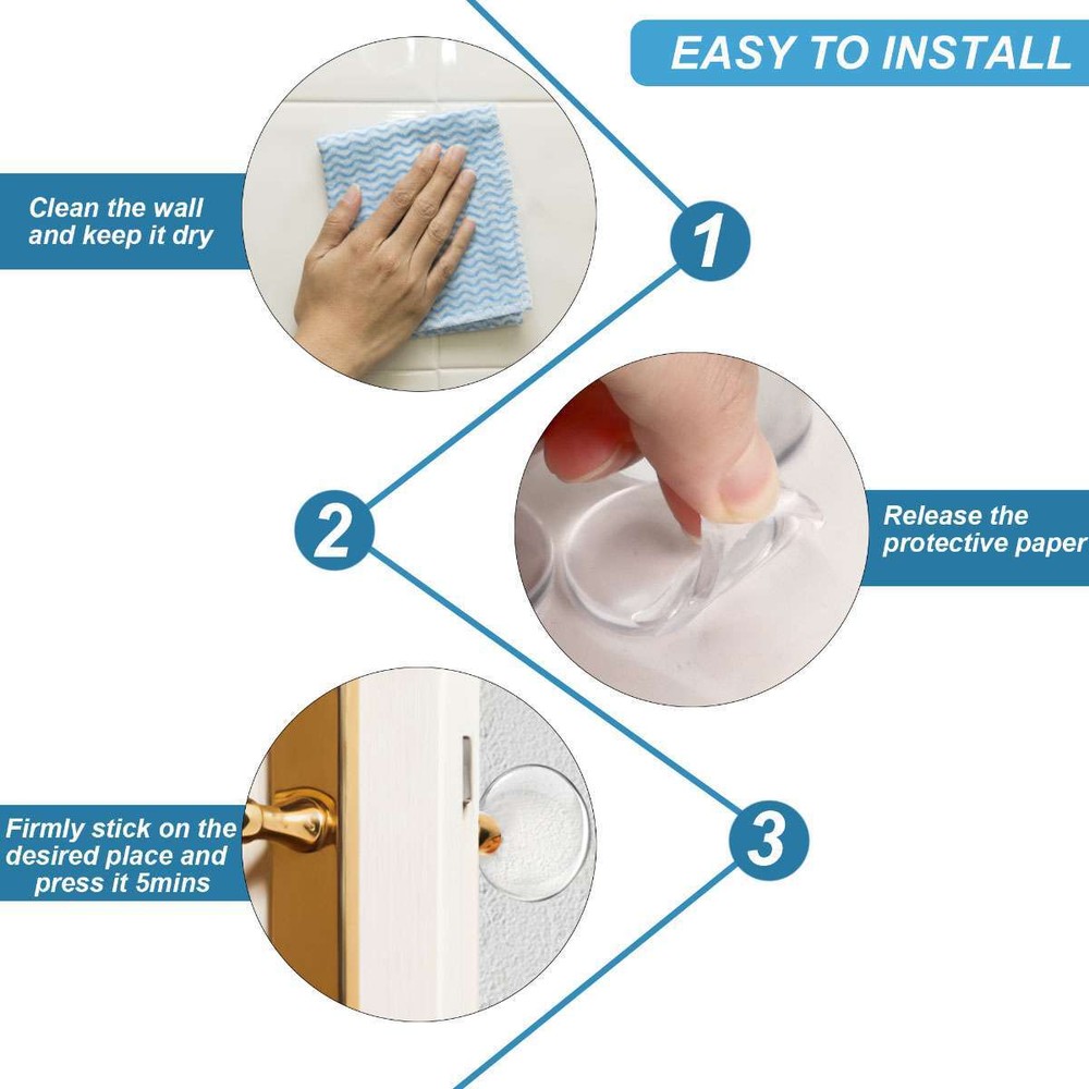 8Pcs Door Stopper Wall Protector Silicone Door Knob Wall Protector Strong Back