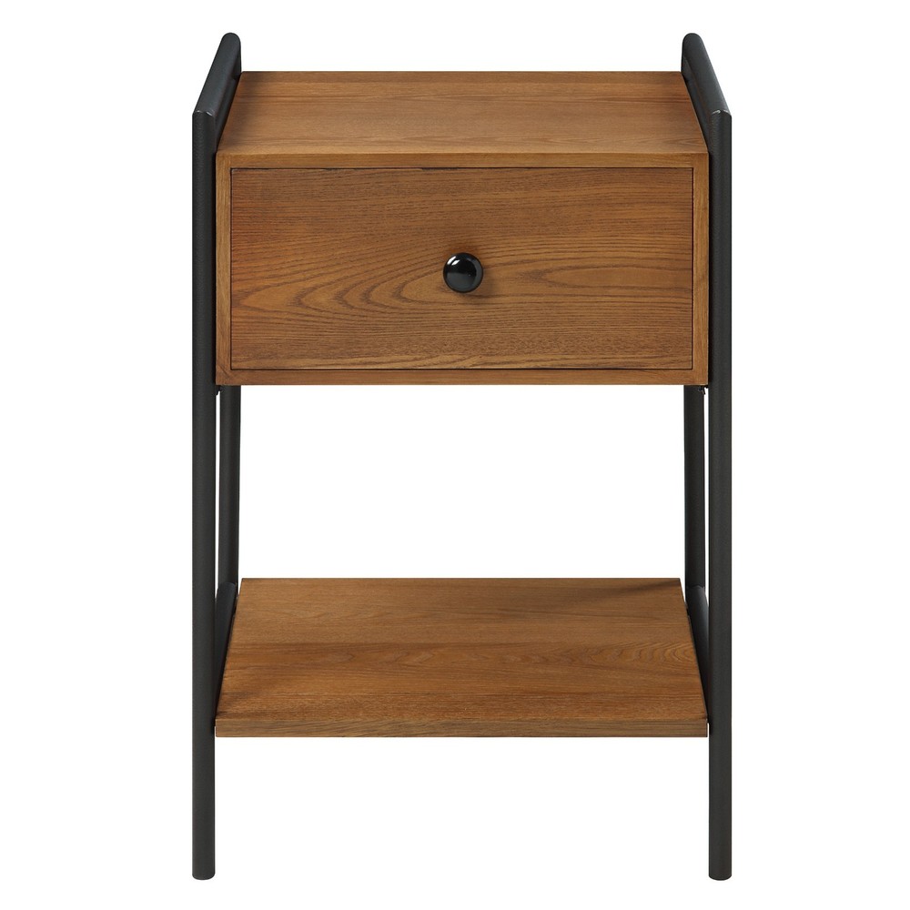 Azalea Park Walnut Wood 1 Drawer Side Table