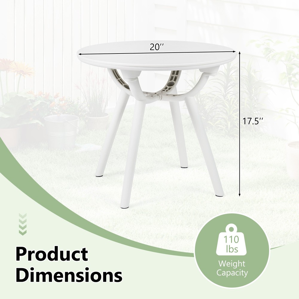 Outdoor Side Table, 20” Round Storage Side Table, Weather-Resistant End Table