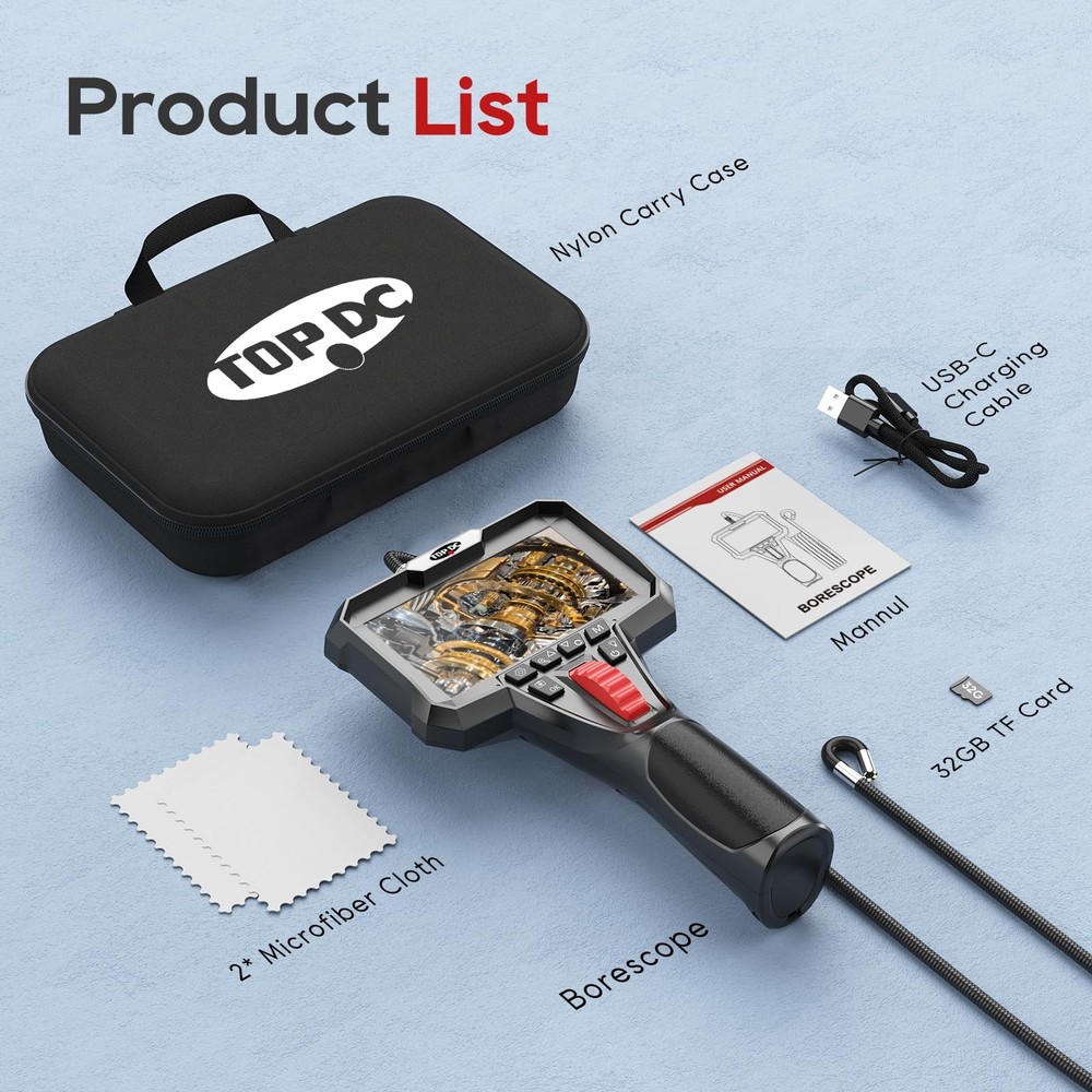 Two-Way Articulating Borescope Camera with Light, Industrial Endoscope with 0...