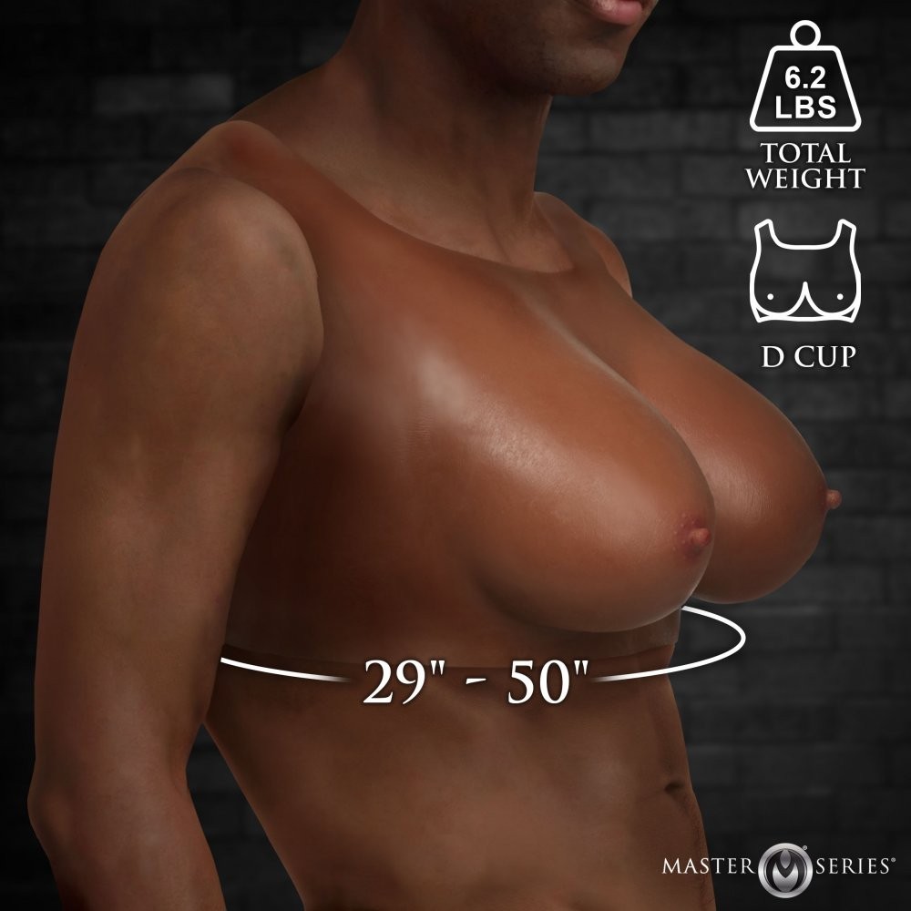 Master Series Perky Pair D-Cup Silicone Breasts - Dark
