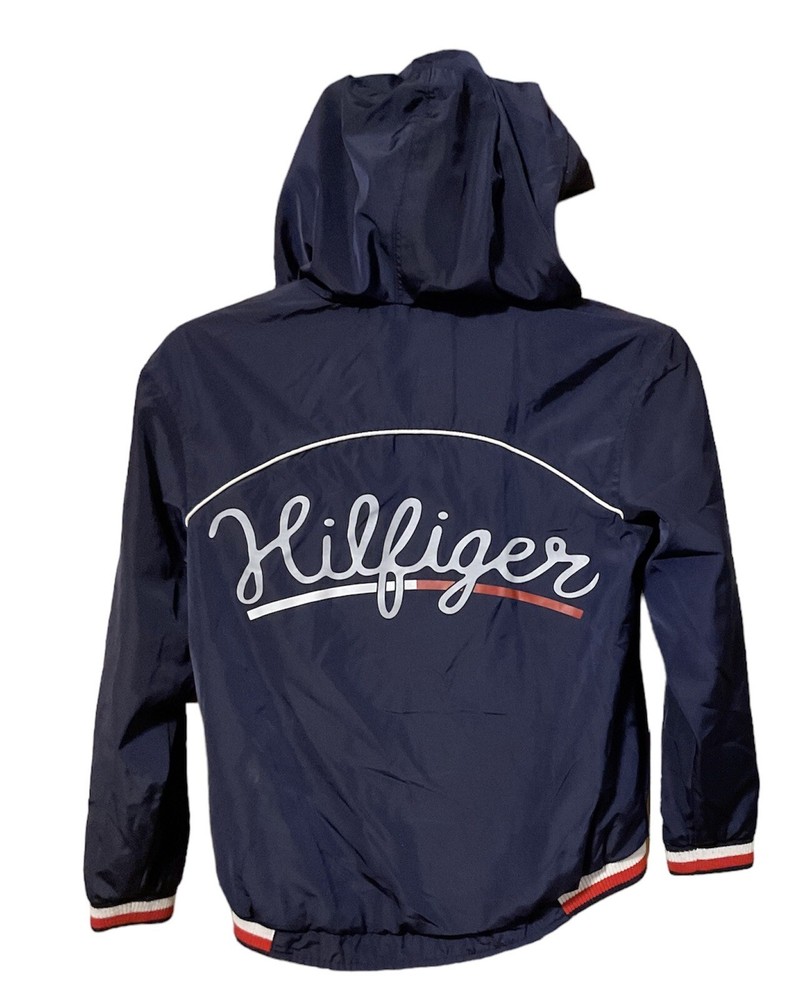 Tommy Hilfiger Boys Windbreaker M (8-10) Navy NOTE: Drawstring For Hat Missing