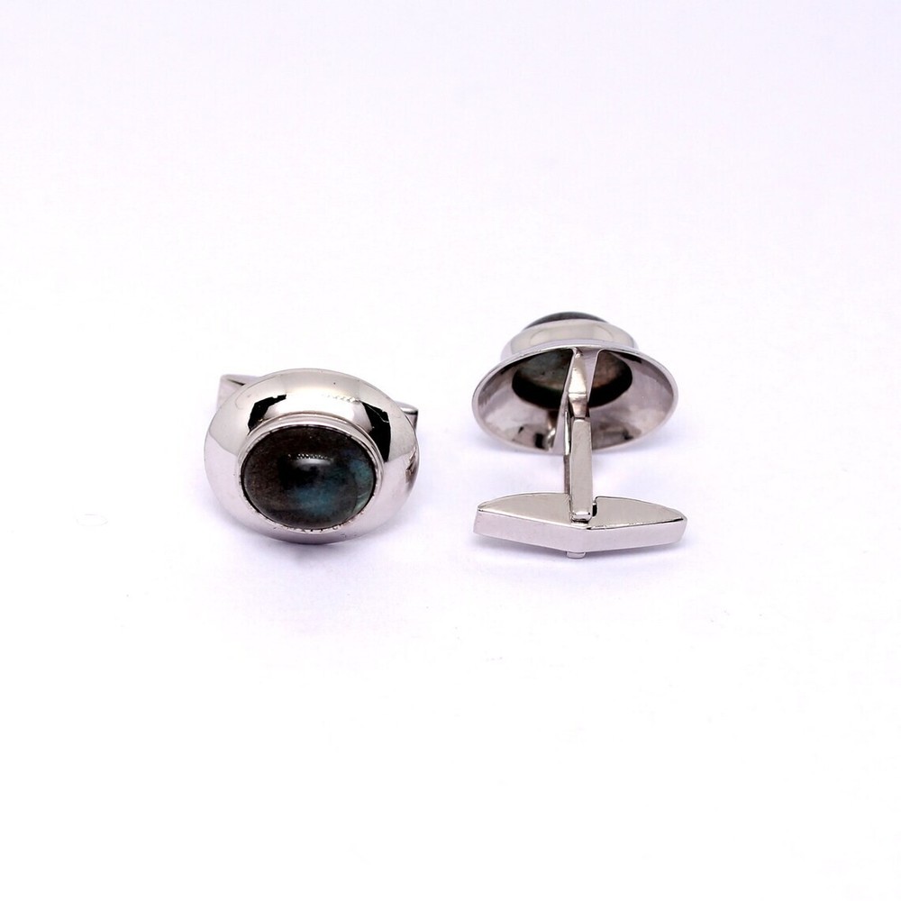 Natural Labradorite Solid 925 Sterling Silver Minimalist Cufflinks Set
