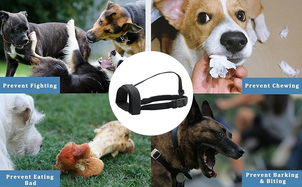 Gentle Dog Muzzle Guard, Soft Neoprene Padding, Prevent Biting, Barking (SMALL)