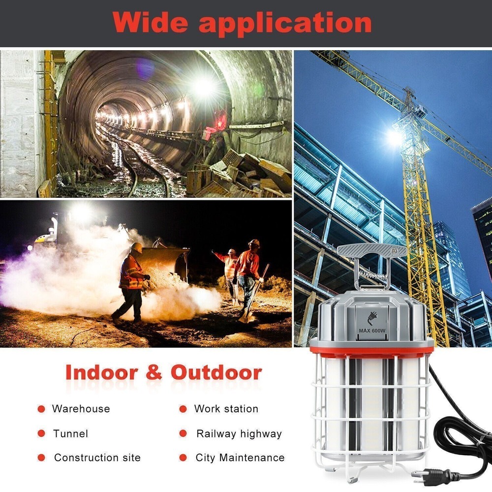 100W LED Temporary Work Light Construction Lighting Linkable High Bay Lamp 5000K