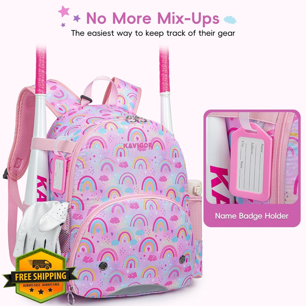KAVIGOR Youth Tball Baseball Backpack