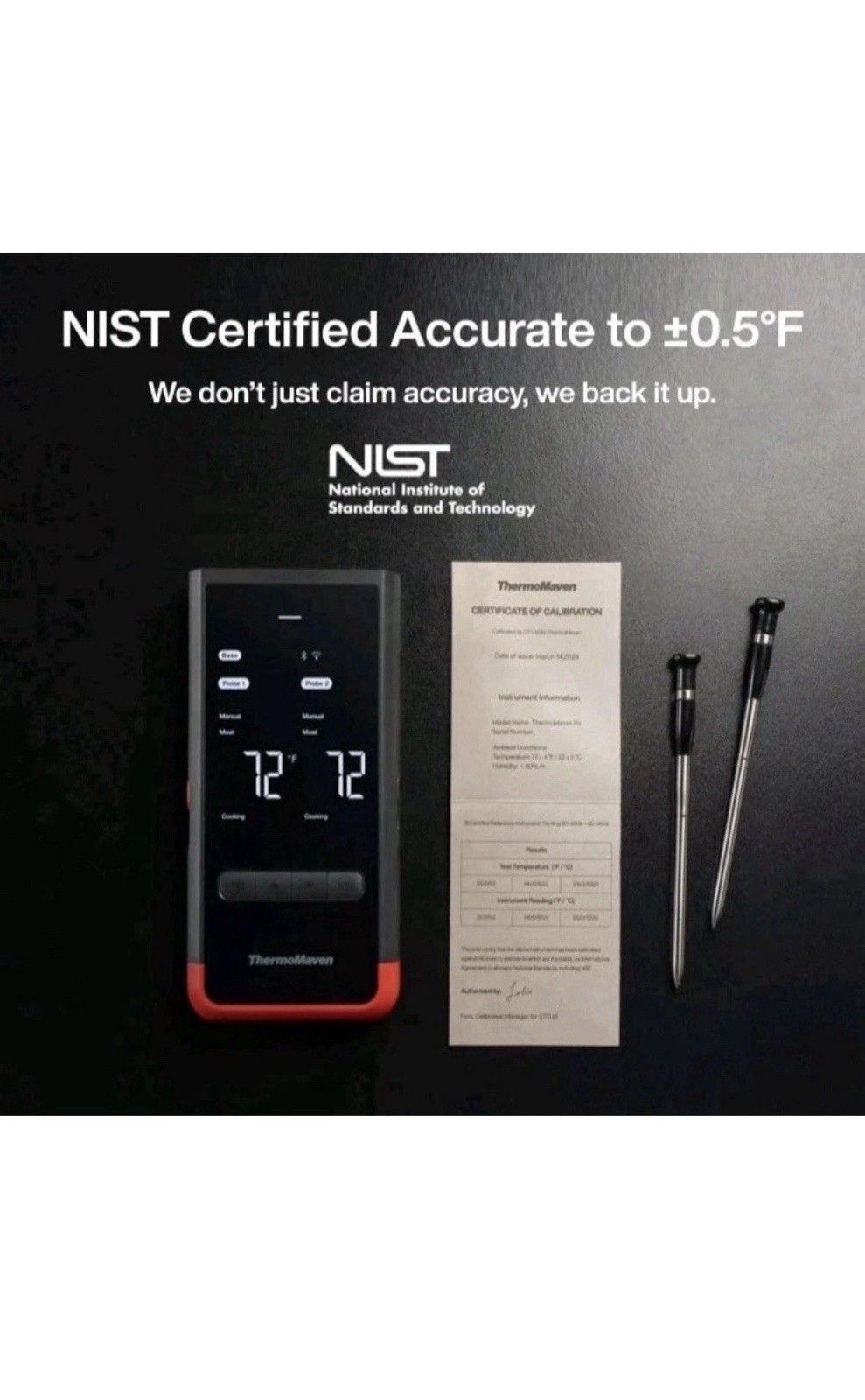 THERMOMAVEN P2 Wireless Thermometer - 2 Probe Set Standalone Base & WiFi WT02