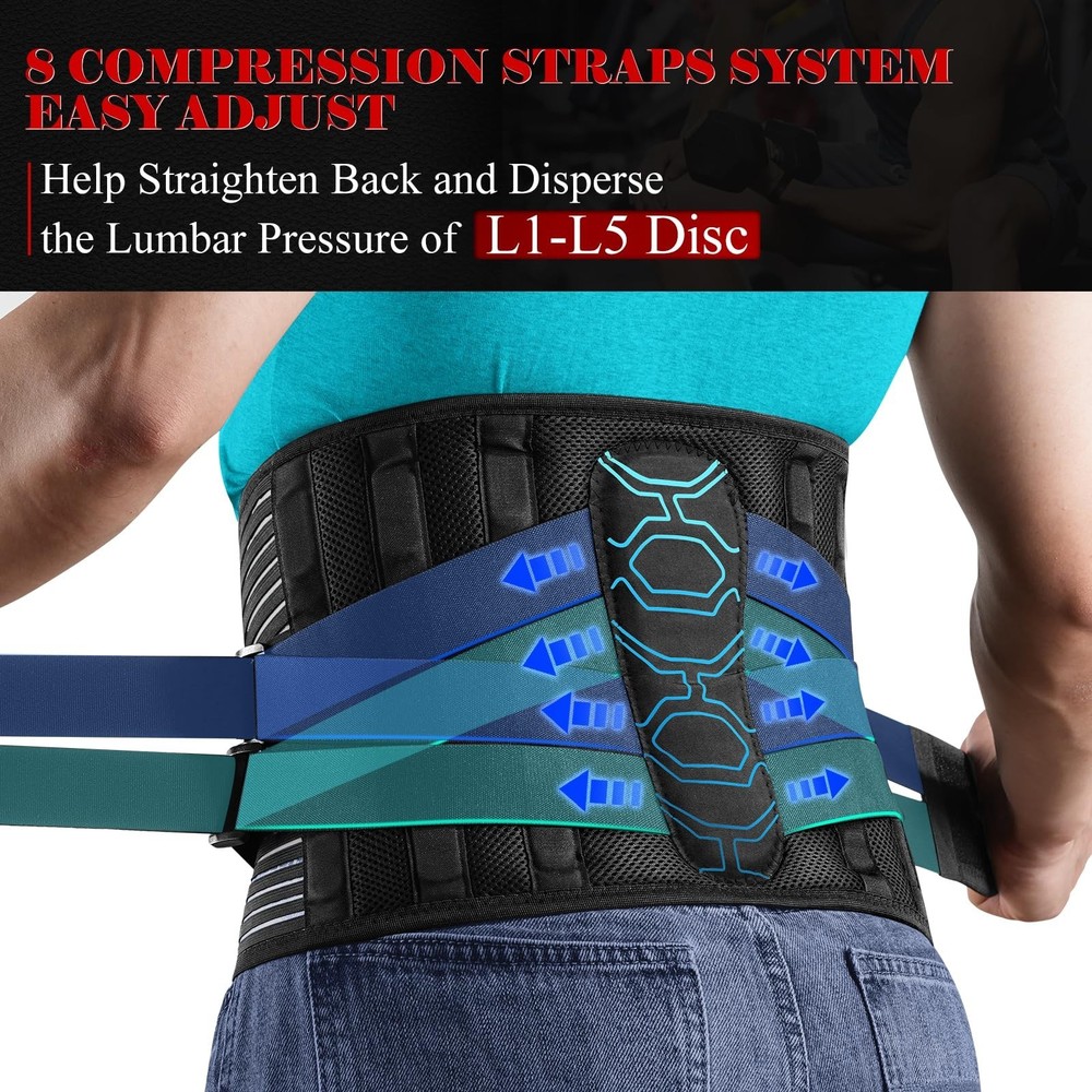 Plus Size 4XL/5XL Back Brace with Bionic Lumbar Panel, Strong Back Support Be...