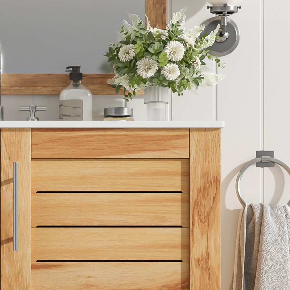 Bathroom Vanity with Ceramic Sink Features 2 Doors and Ample Storage Space