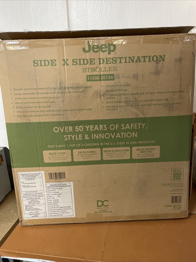 Jeep Destination Ultralight Side x Side Double Stroller, Midnight