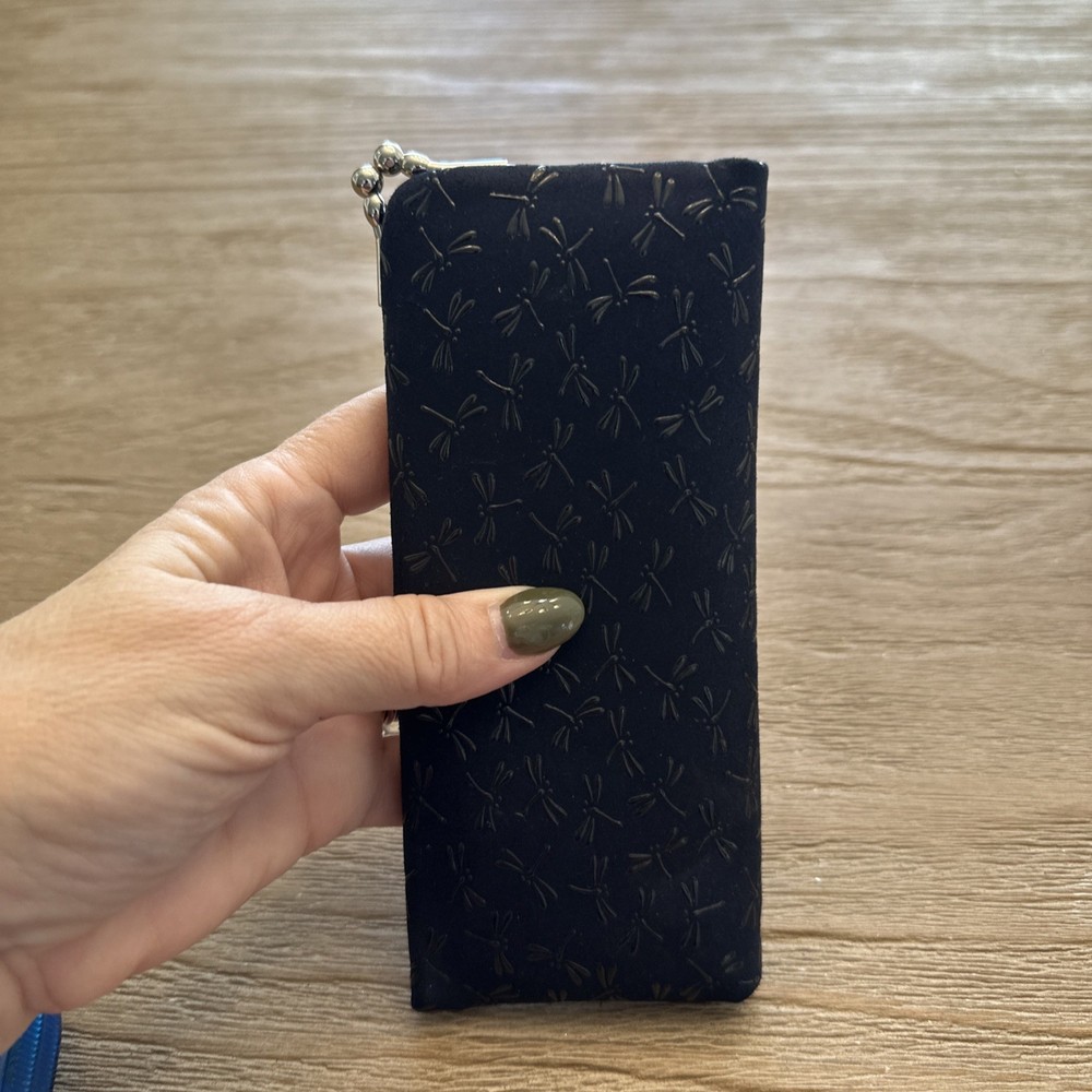Black Dragonfly Deerskin Glasses Case