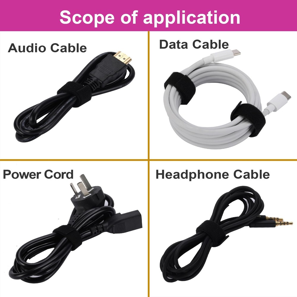Cable Ties Reusable Straps Cable Wire Management Roll Black Fastening Double ...
