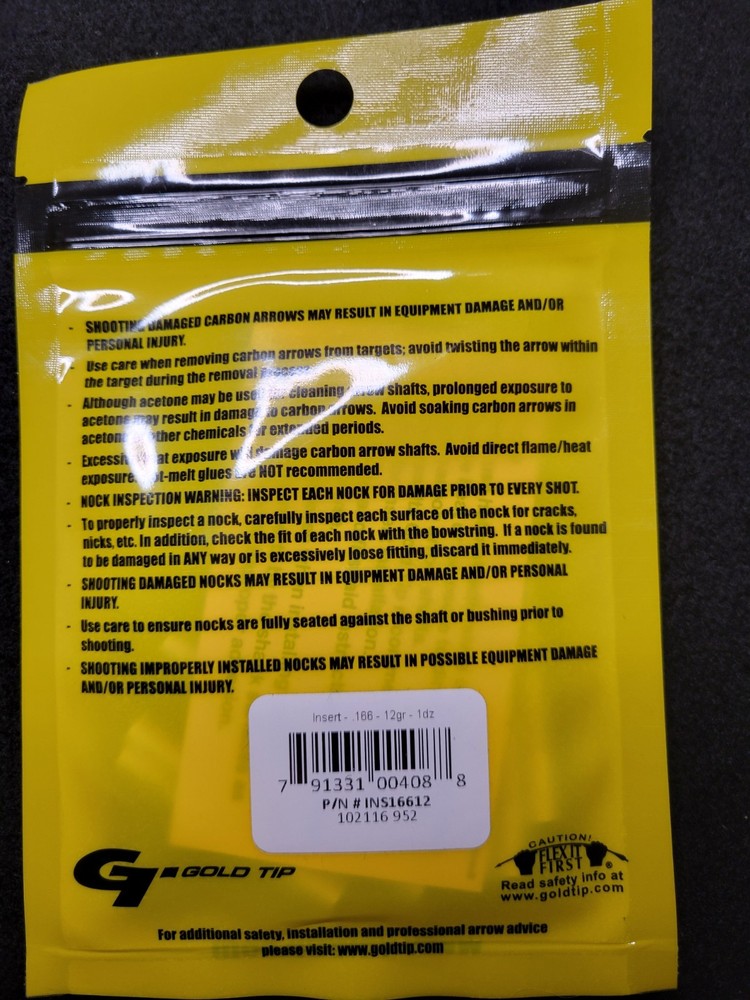 Gold Tip Pierce .166 Half Out Inserts - 400