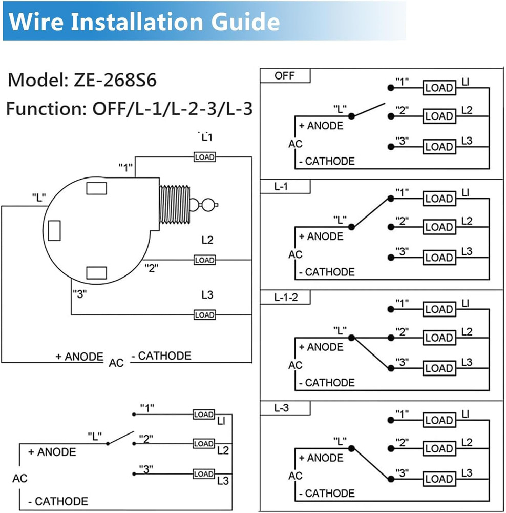 Ceiling Fan Switch, 4 Wire Zing Ear ZE-268S6 Pull Chain Switch Replacement 3 Spe
